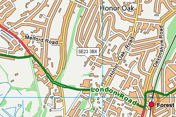 SE23 3BX map - OS VectorMap District (Ordnance Survey)