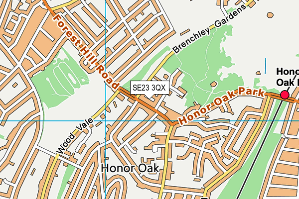 SE23 3QX map - OS VectorMap District (Ordnance Survey)