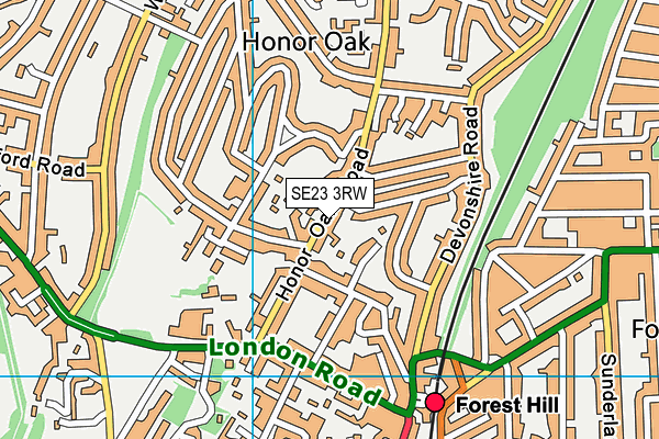 SE23 3RW map - OS VectorMap District (Ordnance Survey)