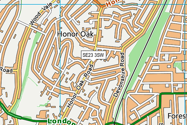 SE23 3SW map - OS VectorMap District (Ordnance Survey)
