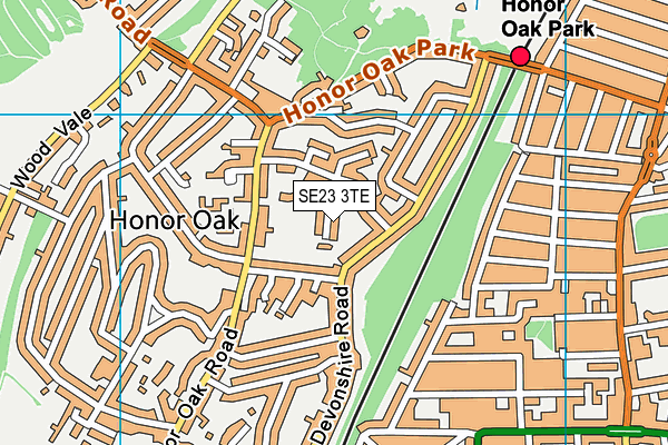 SE23 3TE map - OS VectorMap District (Ordnance Survey)