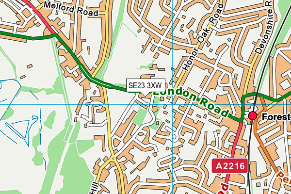SE23 3XW map - OS VectorMap District (Ordnance Survey)