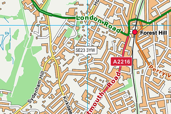 SE23 3YW map - OS VectorMap District (Ordnance Survey)