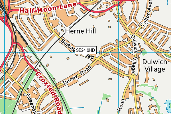 SE24 9HD map - OS VectorMap District (Ordnance Survey)