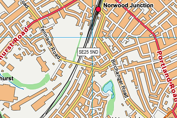 SE25 5ND map - OS VectorMap District (Ordnance Survey)
