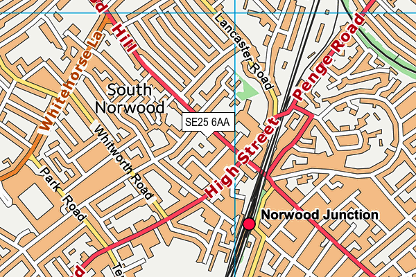 SE25 6AA map - OS VectorMap District (Ordnance Survey)