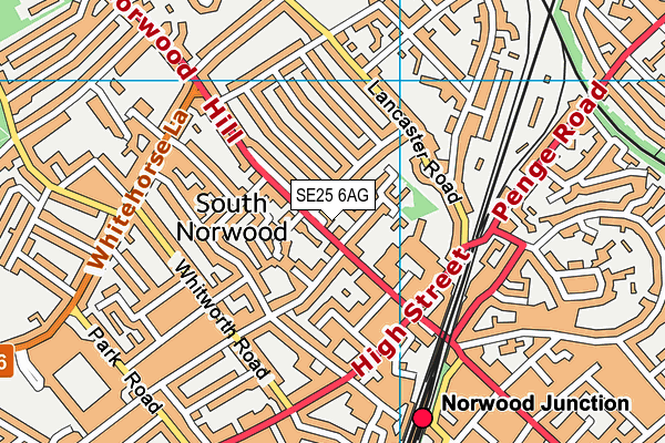 SE25 6AG map - OS VectorMap District (Ordnance Survey)