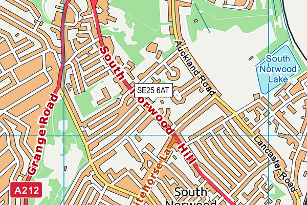 SE25 6AT map - OS VectorMap District (Ordnance Survey)