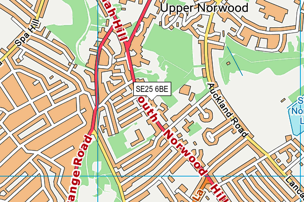 SE25 6BE map - OS VectorMap District (Ordnance Survey)