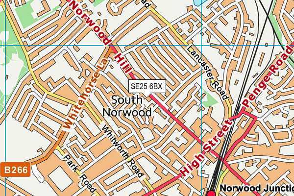 SE25 6BX map - OS VectorMap District (Ordnance Survey)