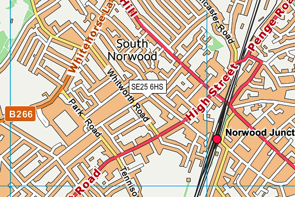 SE25 6HS map - OS VectorMap District (Ordnance Survey)