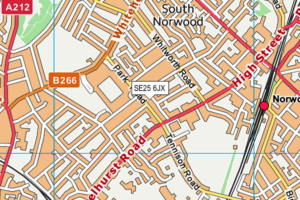 SE25 6JX map - OS VectorMap District (Ordnance Survey)