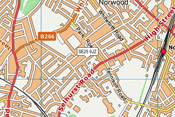 SE25 6JZ map - OS VectorMap District (Ordnance Survey)