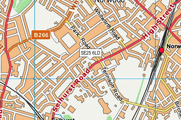 SE25 6LD map - OS VectorMap District (Ordnance Survey)