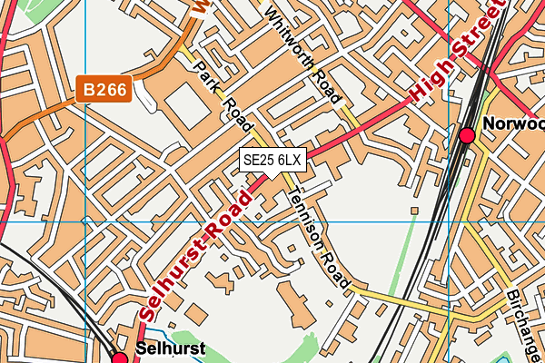 SE25 6LX map - OS VectorMap District (Ordnance Survey)