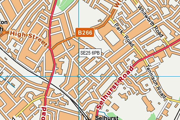 SE25 6PB map - OS VectorMap District (Ordnance Survey)