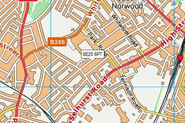 SE25 6PT map - OS VectorMap District (Ordnance Survey)