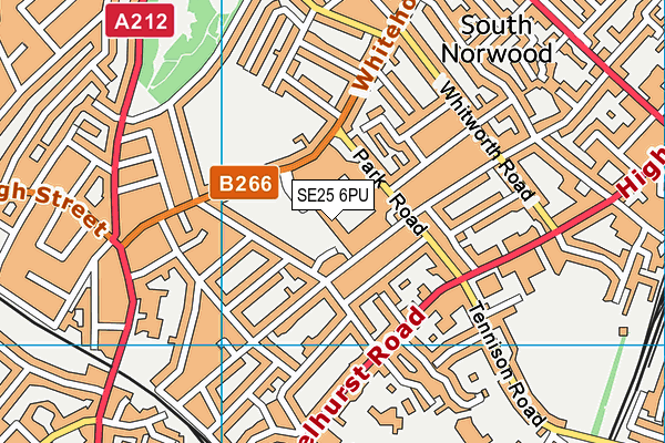Crystal Palace Fc (Selhurst Park) map (SE25 6PU) - OS VectorMap District (Ordnance Survey)