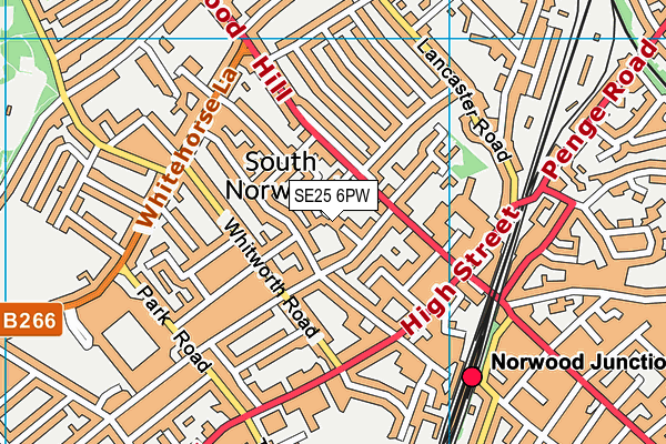 SE25 6PW map - OS VectorMap District (Ordnance Survey)
