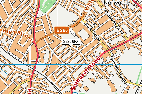 SE25 6PX map - OS VectorMap District (Ordnance Survey)