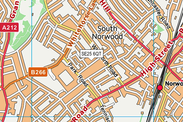 SE25 6QT map - OS VectorMap District (Ordnance Survey)