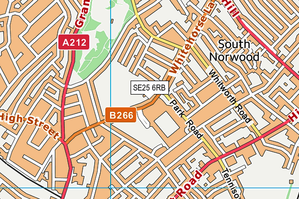 SE25 6RB map - OS VectorMap District (Ordnance Survey)