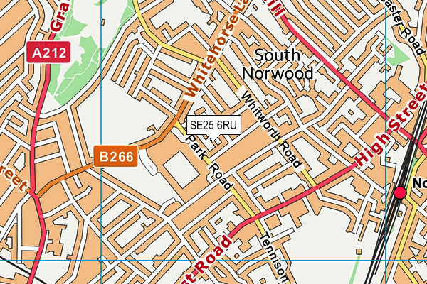 SE25 6RU map - OS VectorMap District (Ordnance Survey)