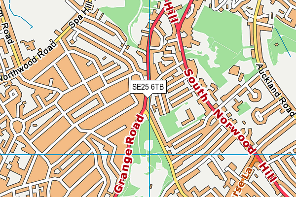 SE25 6TB map - OS VectorMap District (Ordnance Survey)