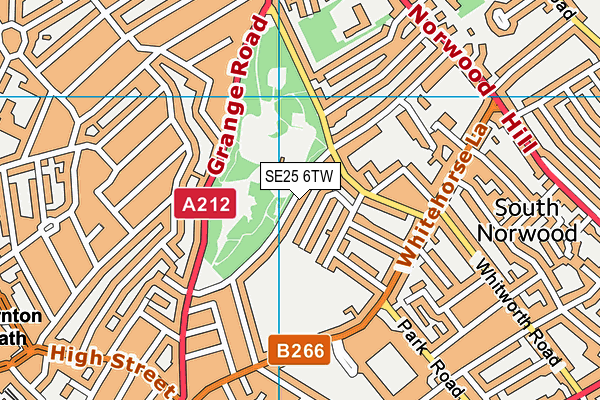 SE25 6TW map - OS VectorMap District (Ordnance Survey)
