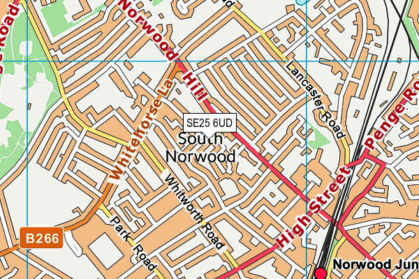 SE25 6UD map - OS VectorMap District (Ordnance Survey)
