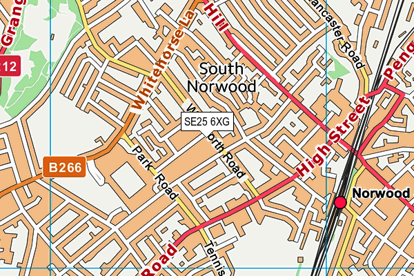 SE25 6XG map - OS VectorMap District (Ordnance Survey)