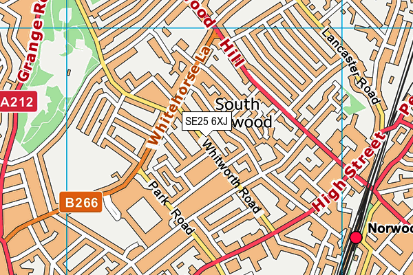 SE25 6XJ map - OS VectorMap District (Ordnance Survey)