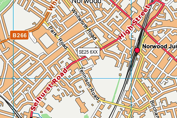 SE25 6XX map - OS VectorMap District (Ordnance Survey)