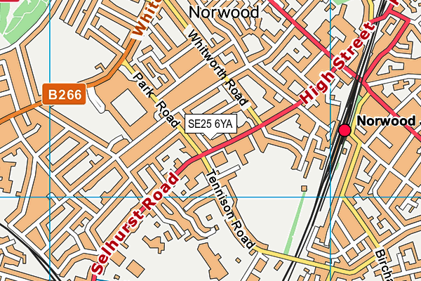 SE25 6YA map - OS VectorMap District (Ordnance Survey)