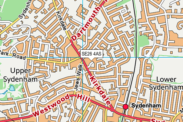 SE26 4AS map - OS VectorMap District (Ordnance Survey)