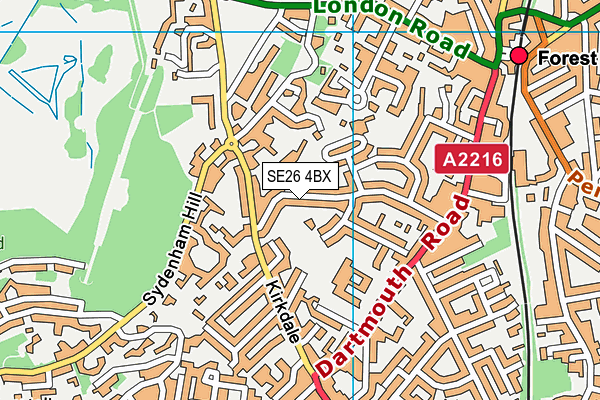 SE26 4BX map - OS VectorMap District (Ordnance Survey)