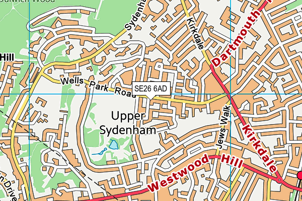 SE26 6AD map - OS VectorMap District (Ordnance Survey)