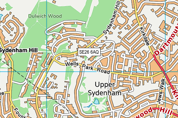 SE26 6AQ map - OS VectorMap District (Ordnance Survey)