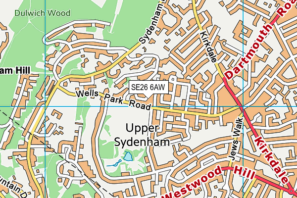 SE26 6AW map - OS VectorMap District (Ordnance Survey)