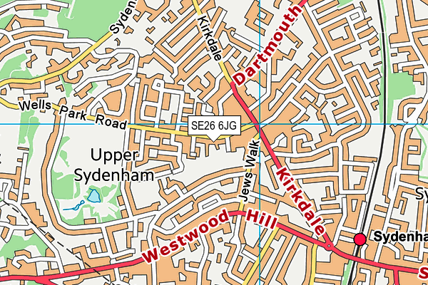 SE26 6JG map - OS VectorMap District (Ordnance Survey)