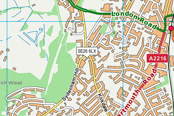 SE26 6LX map - OS VectorMap District (Ordnance Survey)