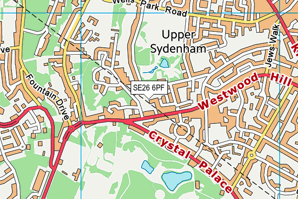 SE26 6PF map - OS VectorMap District (Ordnance Survey)