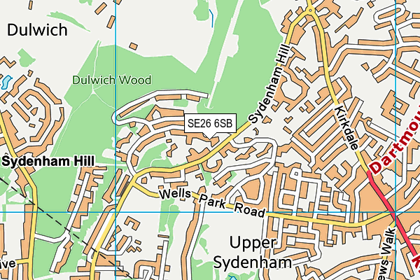 SE26 6SB map - OS VectorMap District (Ordnance Survey)