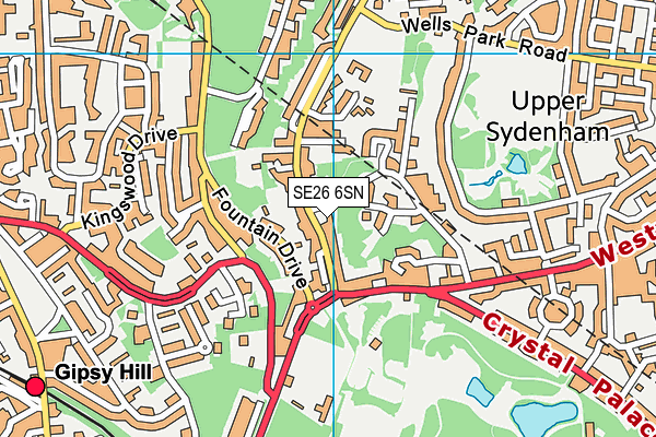 SE26 6SN map - OS VectorMap District (Ordnance Survey)