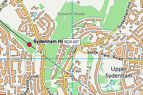 SE26 6ST map - OS VectorMap District (Ordnance Survey)