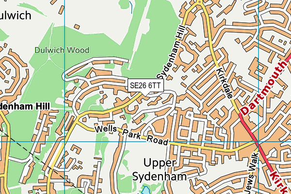 SE26 6TT map - OS VectorMap District (Ordnance Survey)
