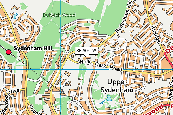 SE26 6TW map - OS VectorMap District (Ordnance Survey)