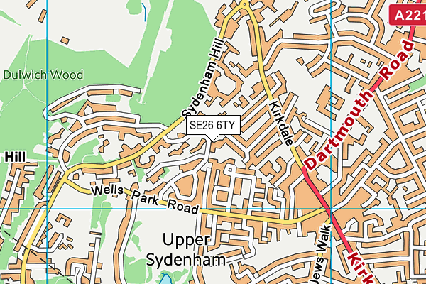 SE26 6TY map - OS VectorMap District (Ordnance Survey)