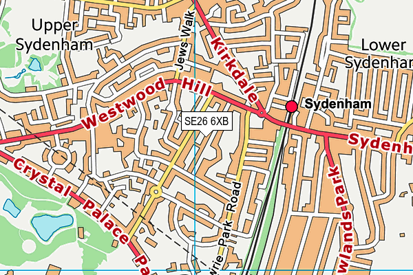 SE26 6XB map - OS VectorMap District (Ordnance Survey)