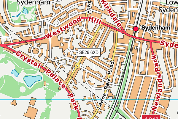 SE26 6XD map - OS VectorMap District (Ordnance Survey)